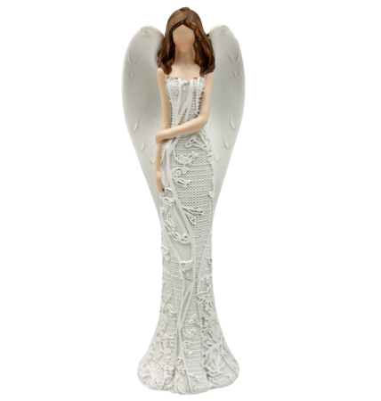 Figurine & Statuete - Inger Decorativ SERENITY Alb, Cu Rochie Texturata, 14cm