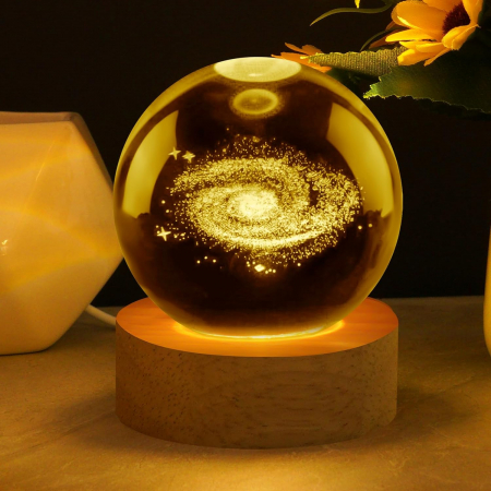 Veioze & Lampi Decorative - Lampa decorativa cu Glob cristalin 3D GALAXY, 7x8cm