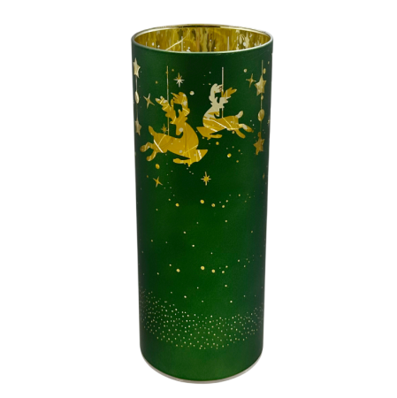 LUMANARI & ULEIURI PARFUMATE CRACIUN - Lampă Decorativă cu LED HARMONY – Verde cu Renii Aurii