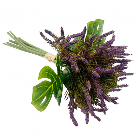 Buchet Lavanda artificiala cu frunze tropicale EMILY, 35cm [1]