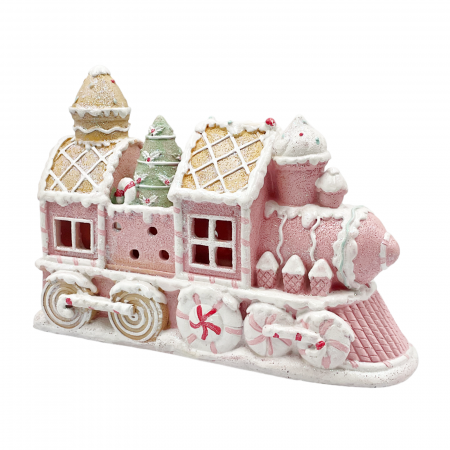 DECORATIUNI LUMINOASE - Locomotiva cu lumina LED CANDYLAND, Roz, 23cm