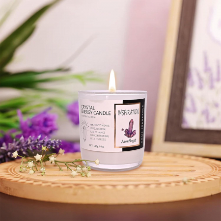 Aromaterapie - Lumanare parfumata AMETHYST cu minerale, 180g