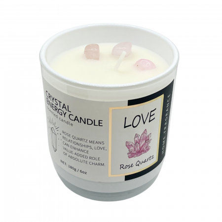 Aromaterapie - Lumanare parfumata ROSE QUARTZ cu minerale, 180g
