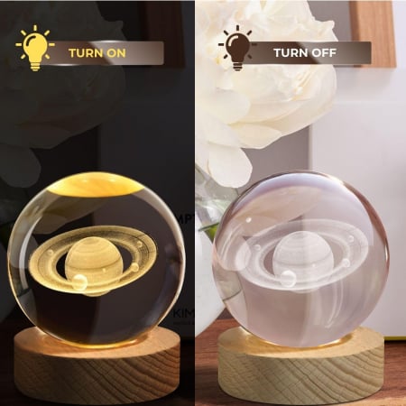 Lampa decorativa cu Glob cristalin 3D SATURN, 7x8cm [1]