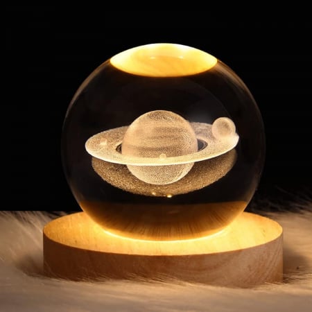 Lampa decorativa cu Glob cristalin 3D SATURN, 7x8cm [3]