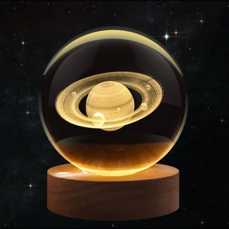 Veioze & Lampi Decorative - Lampa decorativa cu Glob cristalin 3D SATURN, 7x8cm