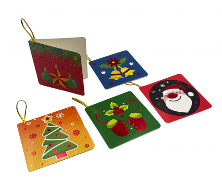 Minifelicitare Craciun Greetings 7x7cm, Set 5 bucati [1]