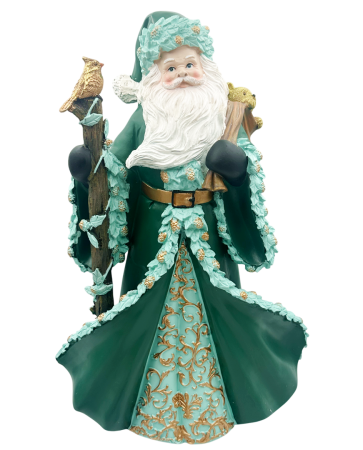 Colectia Sampanie & Crem & Ivoire - Figurină Moș Crăciun verde–turcoaz cu toiag IMPERIALE