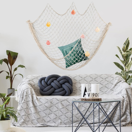 Navod decorativ cu scoici - Plasa de pescuit bej NAUTICAL [2]