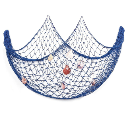 CASA & DECOR - Navod Decorativ cu Scoici NAUTICAL, Albastru, 150x200 cm