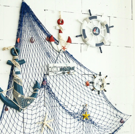 Navod Decorativ cu Scoici NAUTICAL, Albastru, 150x200 cm [1]