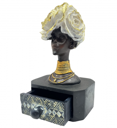 Figurine & Statuete - Statueta africana - Caseta bijuterii ZURI, Negru/ Auriu