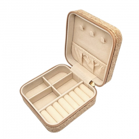 Cutie bijuterii LILIAN, Din pluta, Portabila, 12x12 cm [1]