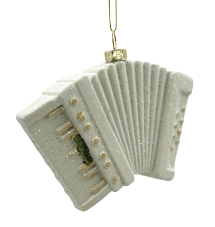 Glob decorațiune brad Craciun - Acordeon Alb auriu cu Sclipici [1]