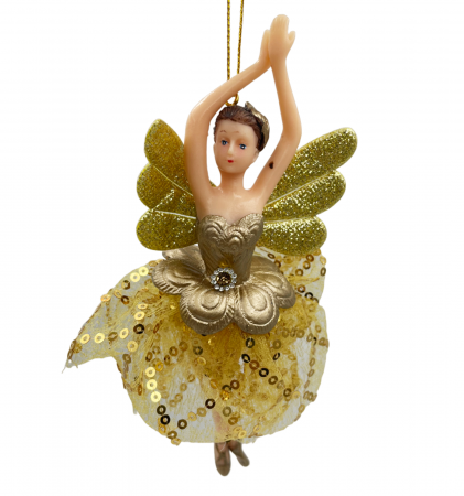 Ornament brad Craciun Zana ALEGRIA, Auriu, 17cm [1]