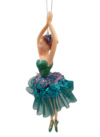 Ornament brad Craciun Balerina MYRA, Verde paun, 17cm [1]