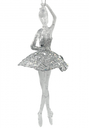 FIGURINE & PLUSURI - Ornament brad Craciun Balerina MYRA, Argintiu, 17cm