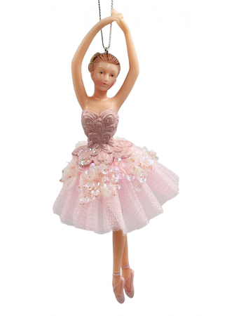 SWEET WONDERLAND - Ornament brad Craciun Balerina MYRA, Roz, 17cm
