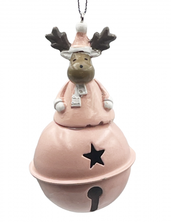 SWEET WONDERLAND - Ornament brad Craciun Clopotel DEER, Roz, 11cm