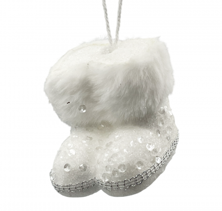 Ornament brad Craciun Ghetute BEAUTY, Alb, 7cm [1]