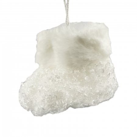 Colectia CANDY LAND - Ornament brad Craciun Ghetute FLUFFY, Alb, 9cm