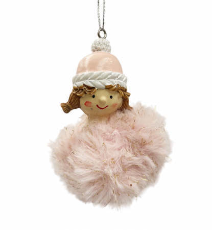 Ornament brad Craciun NOELLE, Roz, 10cm [1]