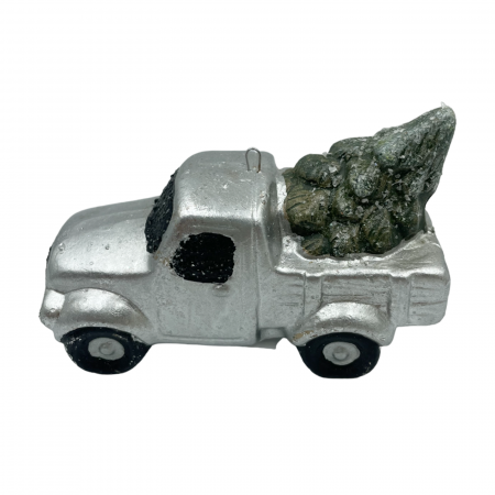 Ornament Craciun Masina cu bradut JOY, Argintiu, 8cm [3]