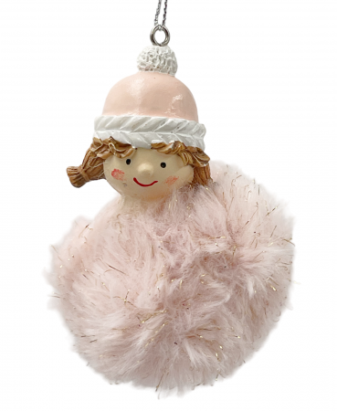 Ornament brad Craciun NOELLE, Roz, 10cm