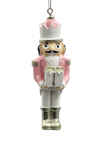 FIGURINE SPARGATORUL DE NUCI - Ornament brad Craciun NUTCRACKER, Roz, 10cm