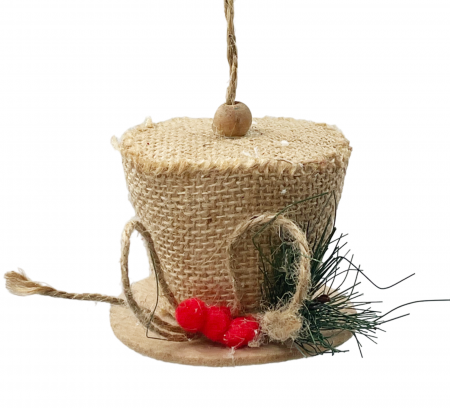 Colectia Sampanie & Crem & Ivoire - Ornament brad Craciun Palarie COUNTRY, 8cm