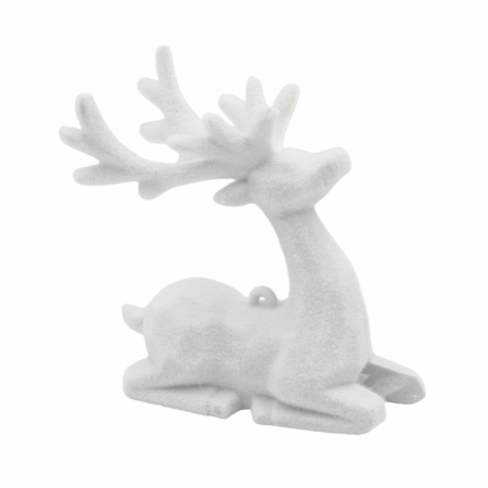GLOBURI & FLORI DE BRAD - Ornament brad Craciun Ren PIXEN, Alb, 9x9cm