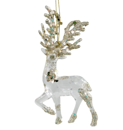 GLOBURI & FLORI DE BRAD - Ornament brad Craciun Ren VIXEN, Auriu, 6x13cm