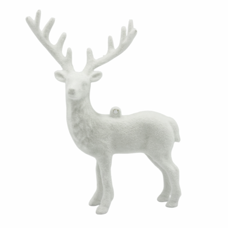 GLOBURI & FLORI DE BRAD - Ornament brad Craciun Ren BLITZEN, Alb, 10x14cm