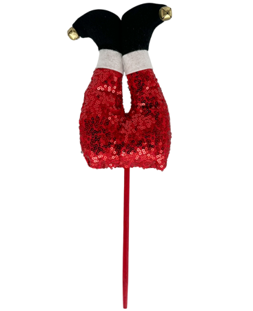 Ornament brad Craciun SANTA'S LEGS, Rosu cu paiete, 10x16cm [1]