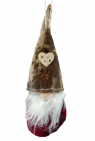 Colectia Rosu & Burgundy - Ornament brad Craciun Spiridus VELVET, Bej Burgundy, 18cm