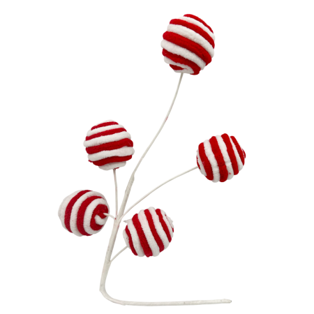 Ornament brad Craciun CANDY BALLS, Rosu, 40cm [1]