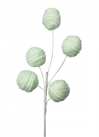 Ornament brad Craciun STRIPE BALLS, Verde, 40cm [1]
