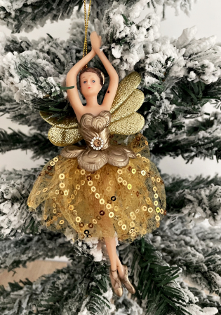 FIGURINE & PLUSURI - Ornament brad Craciun Zana ALEGRIA, Auriu, 17cm
