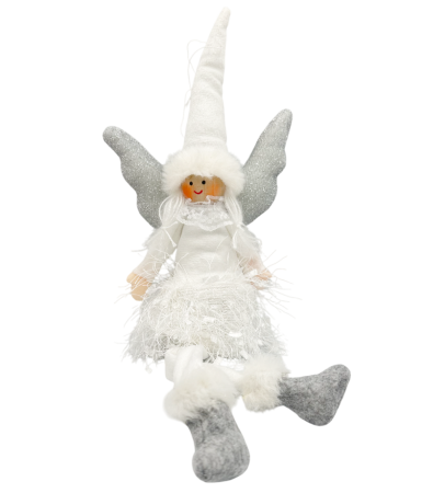 GLOBURI & FLORI DE BRAD - Ornament brad Craciun Zana ELISE, Alb, 30cm