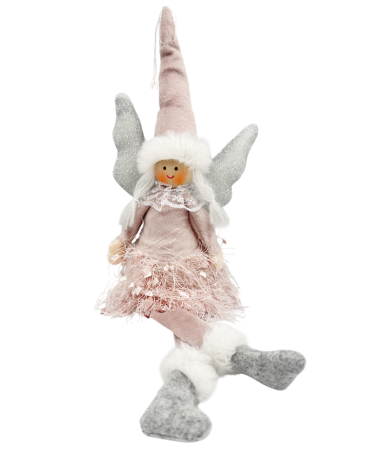 GLOBURI & FLORI DE BRAD - Ornament brad Craciun Zana ELISE, Roz, 30cm