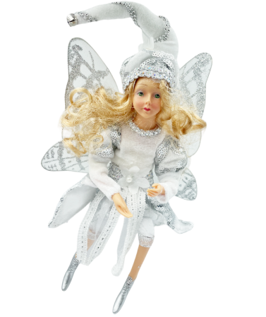 Ornament brad Craciun Zana FAY, Alb/ Argintiu, 30cm [1]