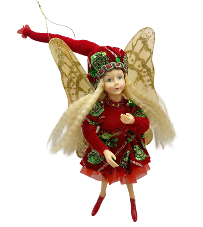 Globuri De Brad - Ornament brad Craciun Zana FAY, Rosu Verde, 15x30cm