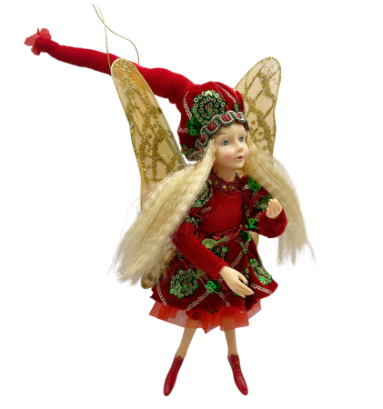 Ornament brad Craciun Zana FAY, Rosu Verde, 15x30cm [1]