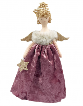 Ornament brad Craciun Zana ZORA, Roz inchis, 20cm