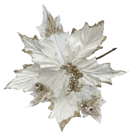 Colectia Sampanie & Crem & Ivoire - Ornament brad Craciunita BEAUTY, Alb perlat, 25cm