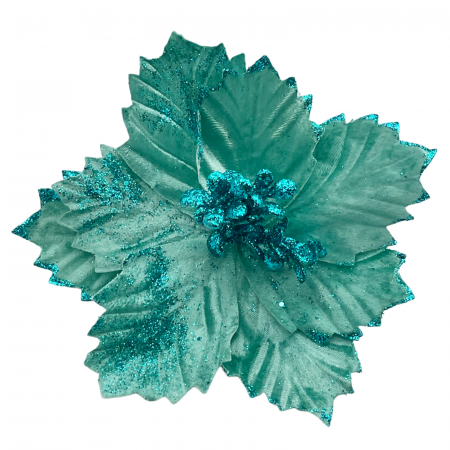Colectia Verde & Menta & Paun - Ornament brad Craciunita BRIGHT, Verde turcoaz, 23cm