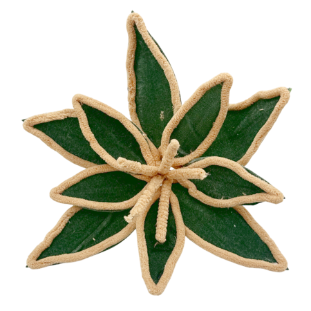 Colectia Clasic - Floare decorativa catifelata cu margini bej - Craciunita verde