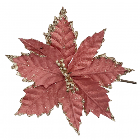 Ornament brad Craciunita BRIGHT, Roz prafuit, 22cm