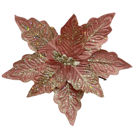 Ornament brad Craciunita DUSKY, Roz prafuit, 26cm