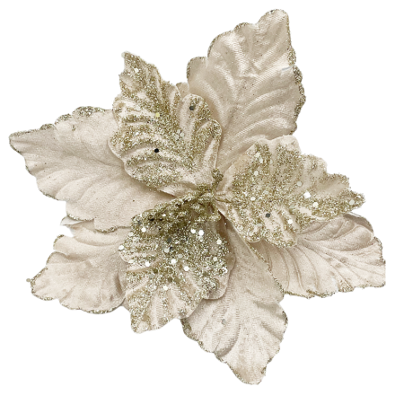 GLOBURI & FLORI DE BRAD - Ornament brad Craciunita HOLLY, Sampanie, 22cm